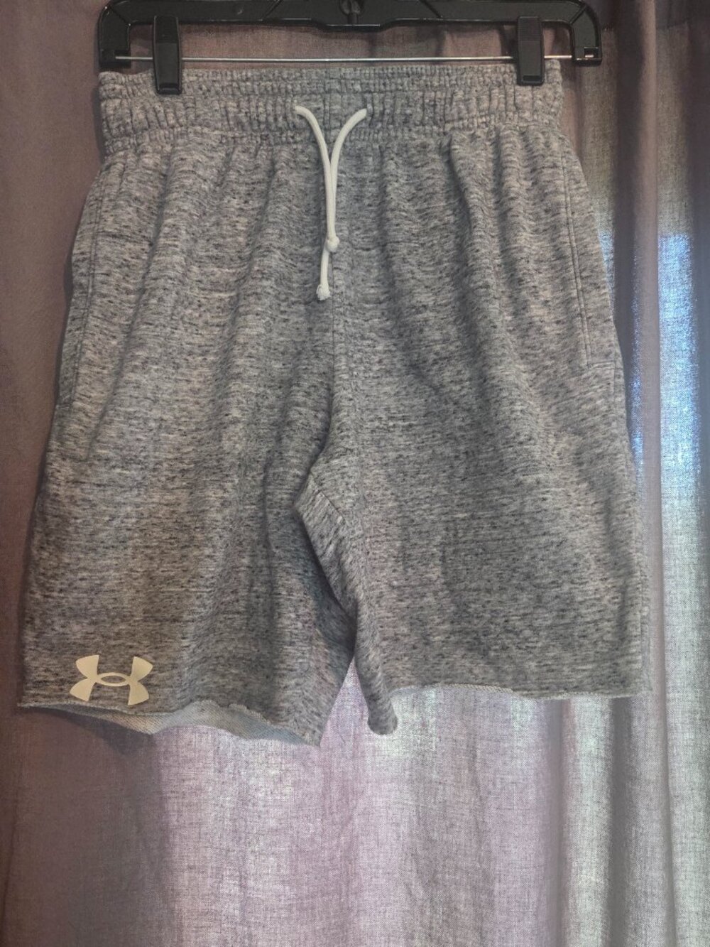 Under Armour Mens Gray Heathered Fleece Shorts Fitted‎ Drawstring Size Small